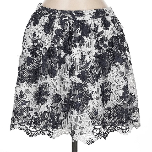 Thakoon Addition Navy & White Lace Floral Print Mini Skirt Size 6 Small S - Picture 1 of 6
